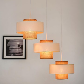 Brilagi - Loftlampe på kabel DALLAS 3xE27/15W/230V brun/krem/hvid