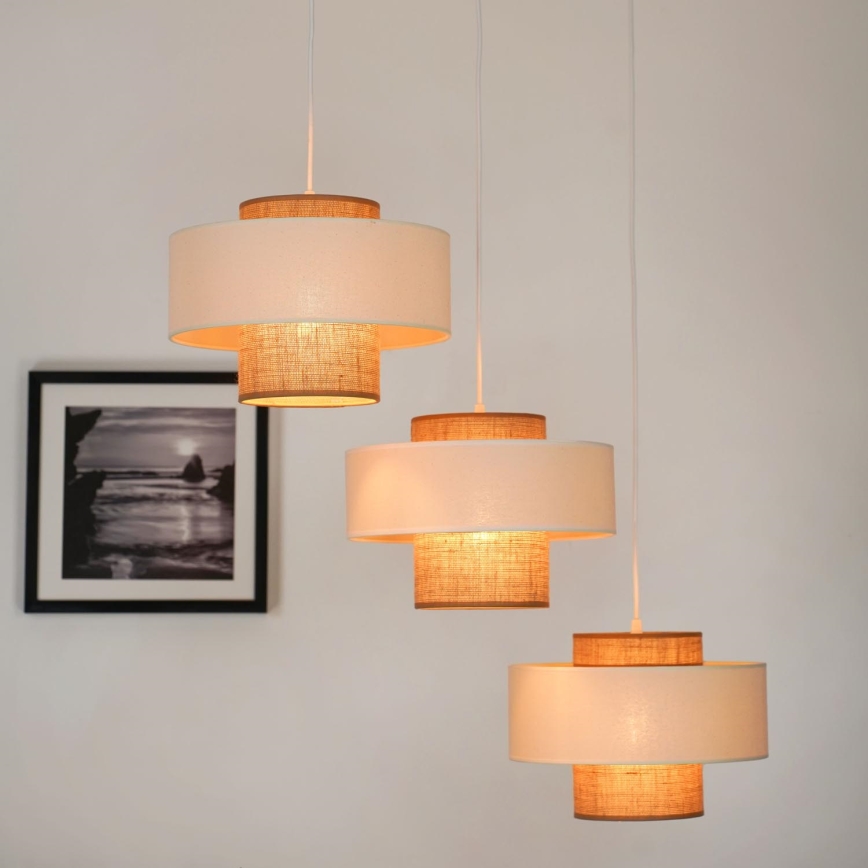 Brilagi - Loftlampe på kabel DALLAS 3xE27/15W/230V brun/krem/hvid