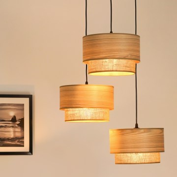 Brilagi - Loftlampe på kabel MONTANA BOHO 3xE27/15W/230V brun/sort