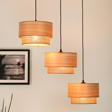 Brilagi - Loftlampe på kabel MONTANA BOHO 3xE27/15W/230V brun/sort