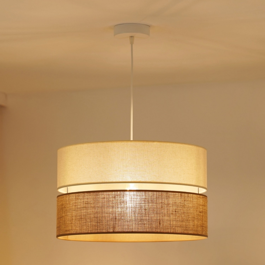 Brilagi - Loftlampe på kabel ROYAL YUTE 1xE27/15W/230V Ø 40 cm beige/kremet