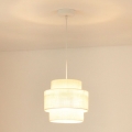Brilagi - Loftlampe på kabel SPACE YUTE 1xE27/15W/230V Ø 25 cm creme/hvid