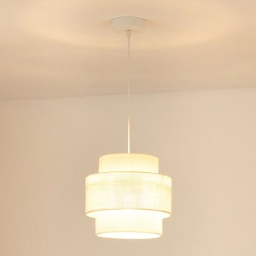 Brilagi - Loftlampe på kabel SPACE YUTE 1xE27/15W/230V Ø 25 cm creme/hvid