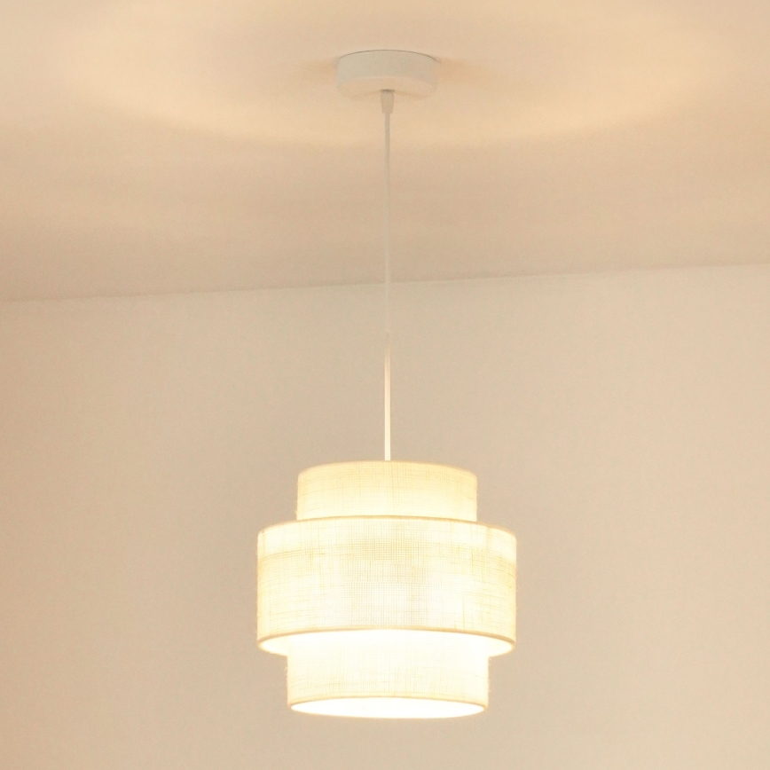 Brilagi - Loftlampe på kabel SPACE YUTE 1xE27/15W/230V Ø 25 cm creme/hvid