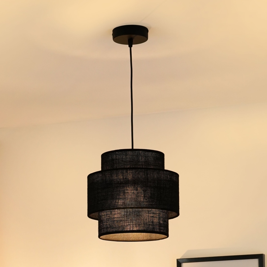 Brilagi - Loftlampe på kabel SPACE YUTE 1xE27/15W/230V Ø 25 cm sort