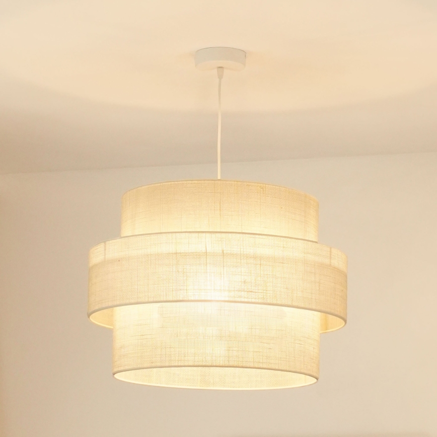 Brilagi - Loftlampe på kabel SPACE YUTE 1xE27/15W/230V Ø 50 cm creme/hvid