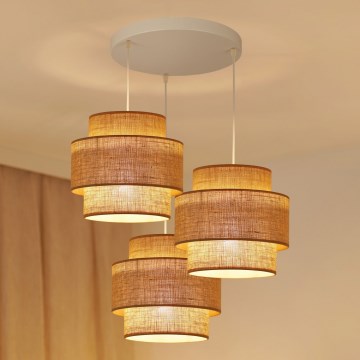 Brilagi - Loftlampe på kabel SPACE YUTE 3xE27/15W/230V beige/hvid