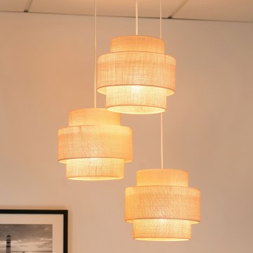 Brilagi - Loftlampe på kabel SPACE YUTE 3xE27/15W/230V creme/hvid