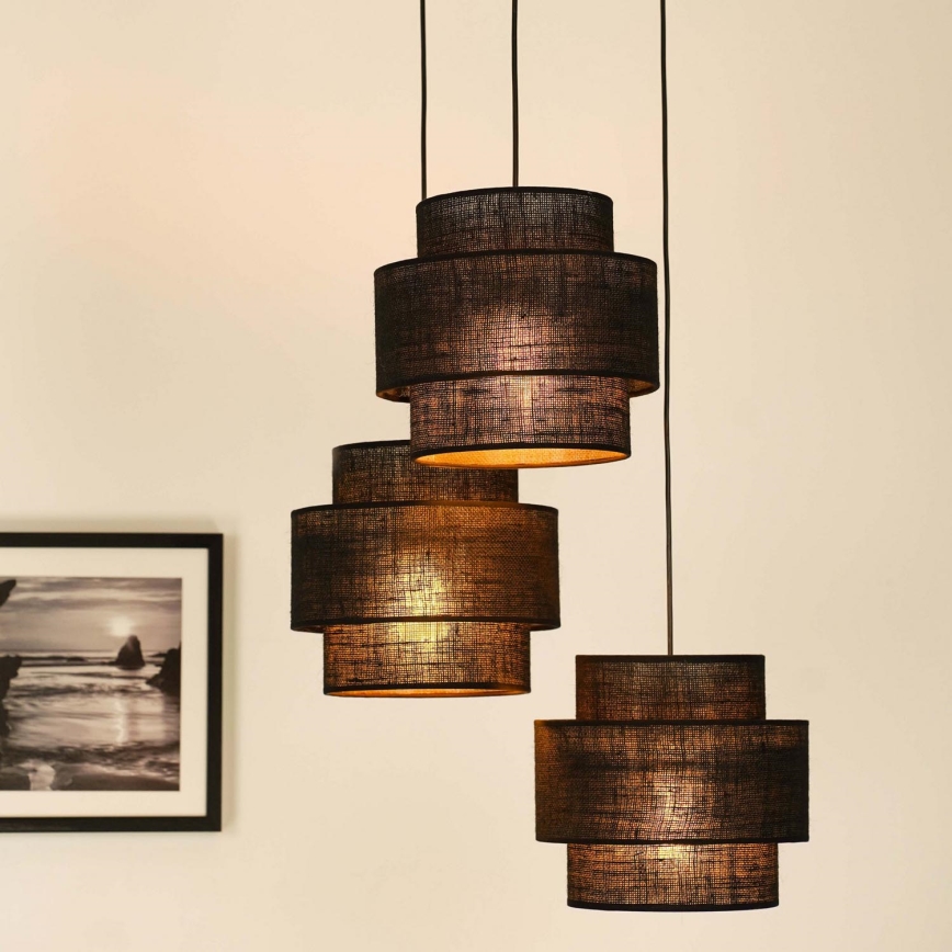 Brilagi - Loftlampe på kabel SPACE YUTE 3xE27/15W/230V sort