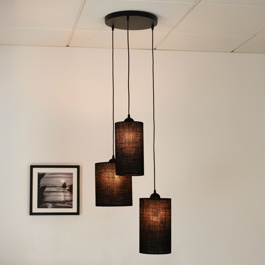Brilagi - Loftlampe på kabel TUBES 3xE27/15W/230V sort