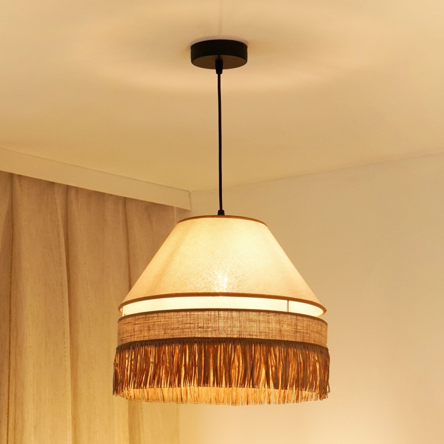 Brilagi - Loftlampe på kabel WINNETOU AVIGNION 1xE27/15W/230V Ø 35 cm brun/creme