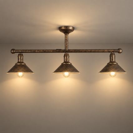 BRILAGI - Loftlampe på stang FORGE 3xE27/60W/230V patina/kobber