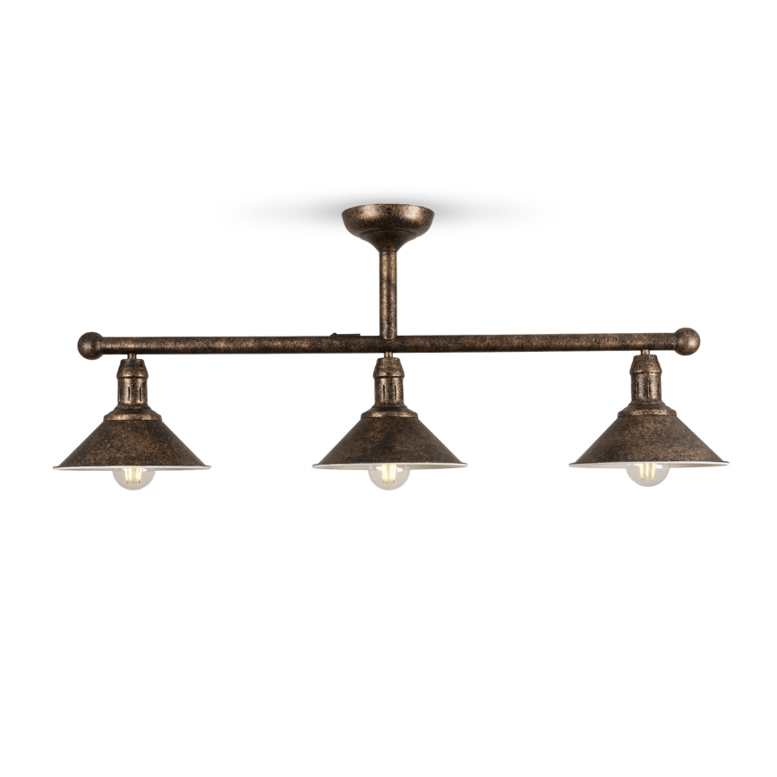 BRILAGI - Loftlampe på stang FORGE 3xE27/60W/230V patina/kobber