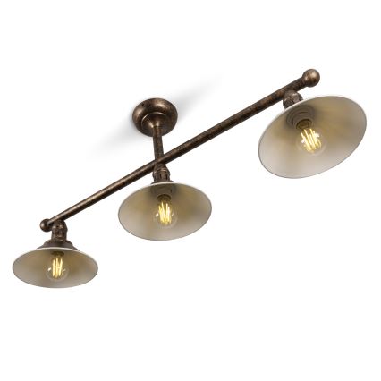BRILAGI - Loftlampe på stang FORGE 3xE27/60W/230V patina/kobber