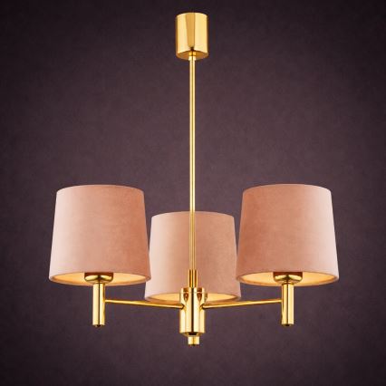 Brilagi - Loftlampe på stang MONTE 3xE27/15W/230V beige/guld