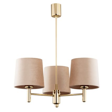 Brilagi - Loftlampe på stang MONTE 3xE27/15W/230V beige/guld