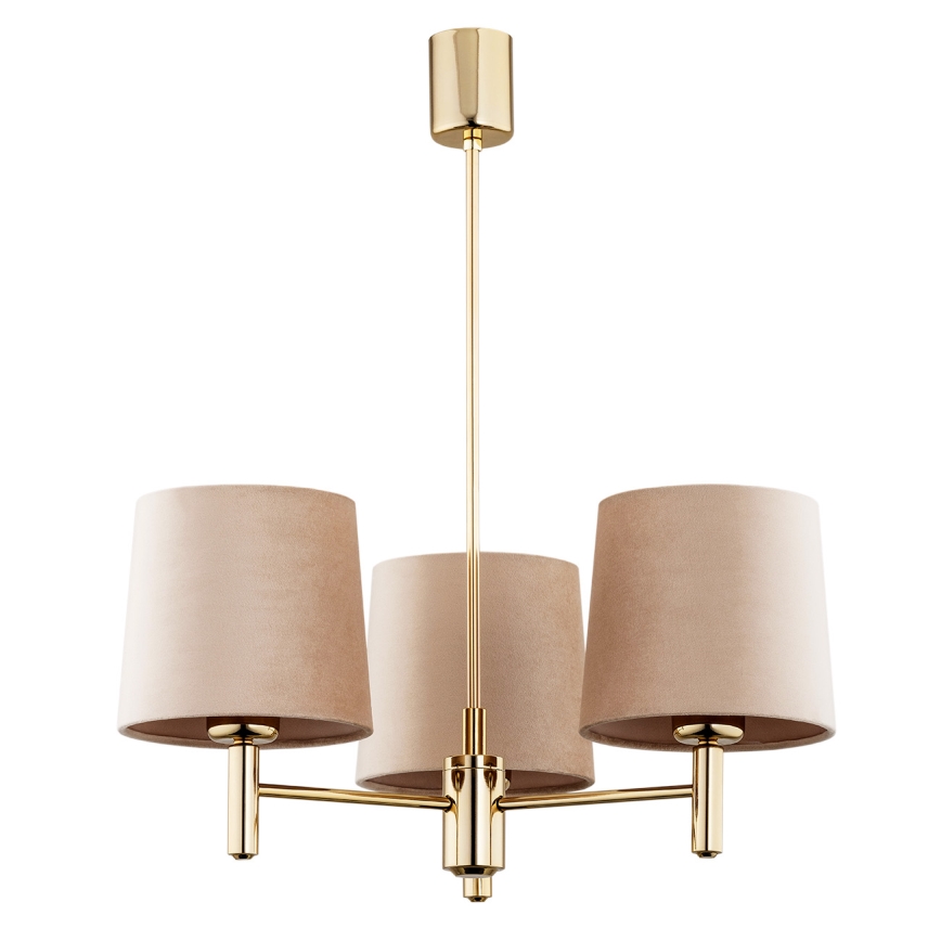 Brilagi - Loftlampe på stang MONTE 3xE27/15W/230V beige/guld