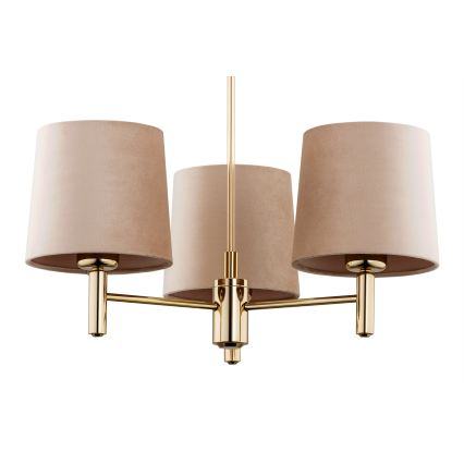 Brilagi - Loftlampe på stang MONTE 3xE27/15W/230V beige/guld