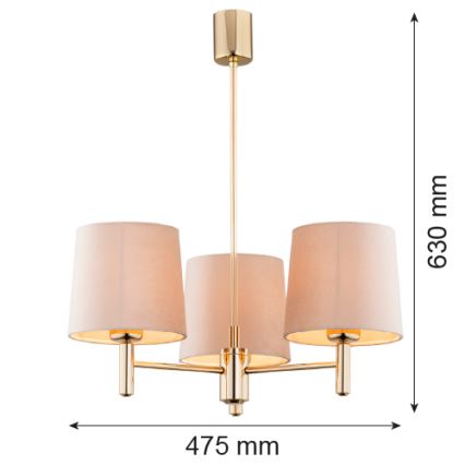 Brilagi - Loftlampe på stang MONTE 3xE27/15W/230V beige/guld