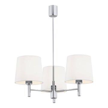 Brilagi - Loftlampe på stang MONTE 3xE27/15W/230V cremefarvet/blank krom