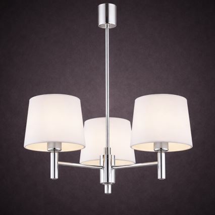 Brilagi - Loftlampe på stang MONTE 3xE27/15W/230V cremefarvet/blank krom