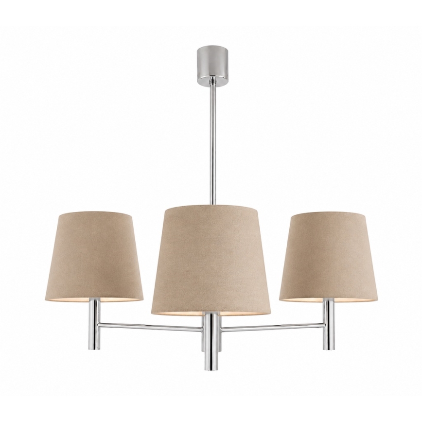 Brilagi - Loftlampe på stang MONTE 3xE27/60W/230V beige/blank krom