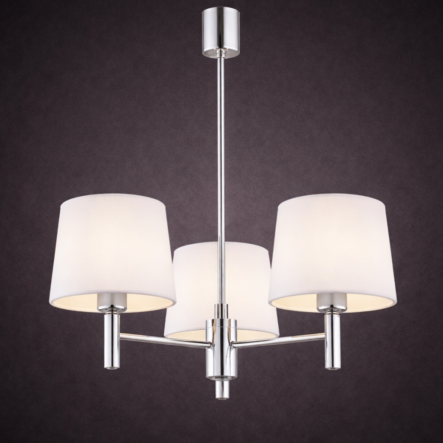Brilagi - Loftlampe på stang MONTE 3xE27/60W/230V cremefarvet/blank krom