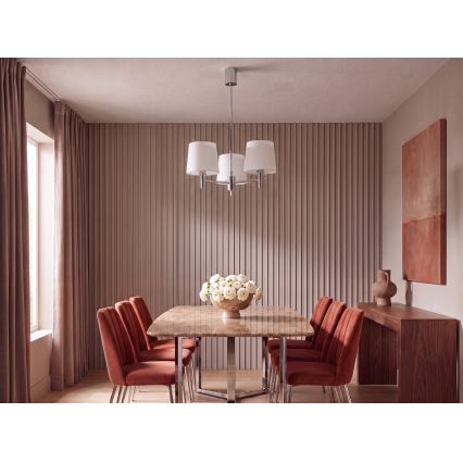 Brilagi - Loftlampe på stang MONTE 3xE27/60W/230V cremefarvet/blank krom