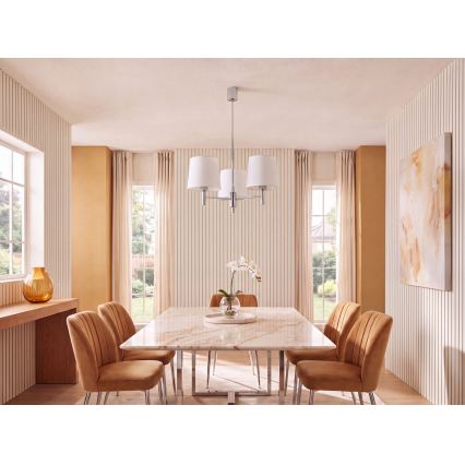 Brilagi - Loftlampe på stang MONTE 3xE27/60W/230V cremefarvet/blank krom