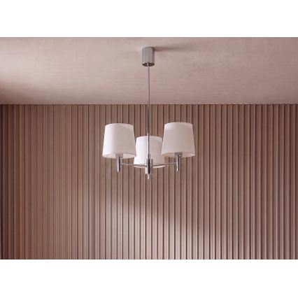 Brilagi - Loftlampe på stang MONTE 3xE27/60W/230V cremefarvet/blank krom