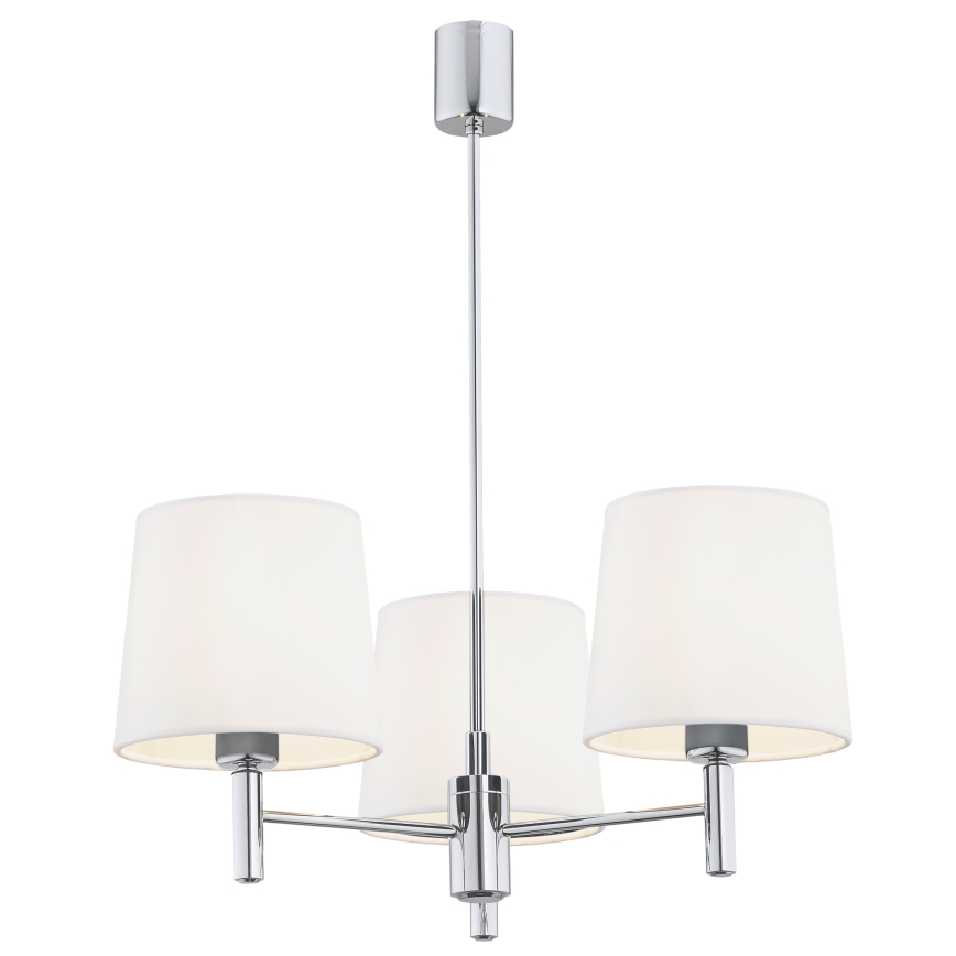 Brilagi - Loftlampe på stang MONTE 3xE27/60W/230V cremefarvet/blank krom