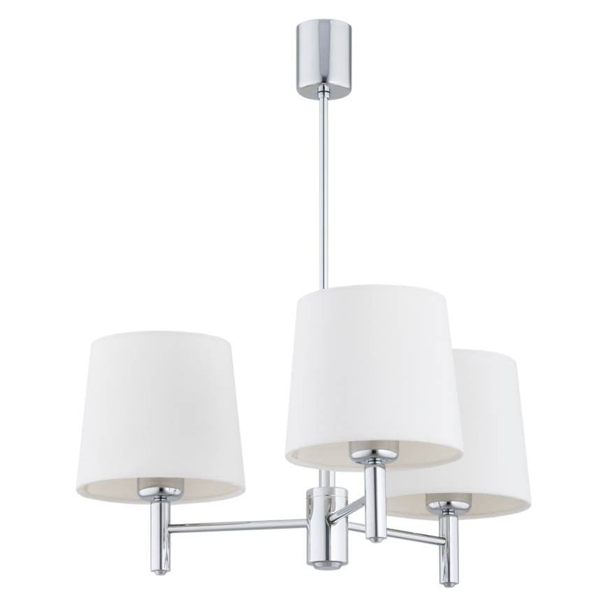 Brilagi - Loftlampe på stang MONTE 3xE27/60W/230V cremefarvet/blank krom