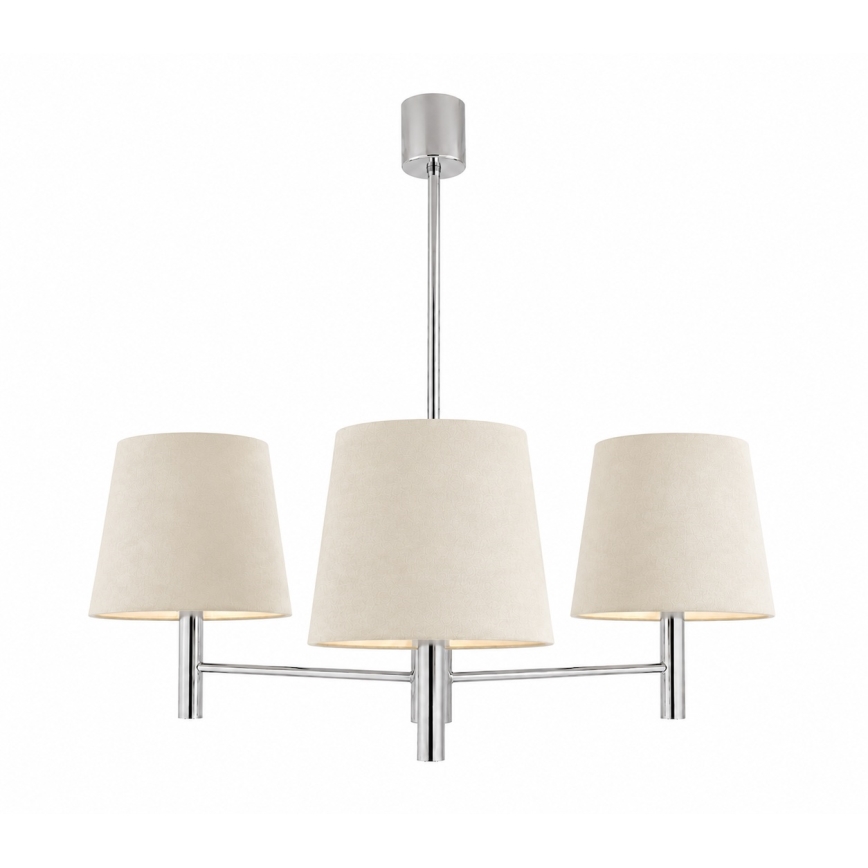 Brilagi - Loftlampe på stang MONTE 3xE27/60W/230V cremefarvet/blank krom