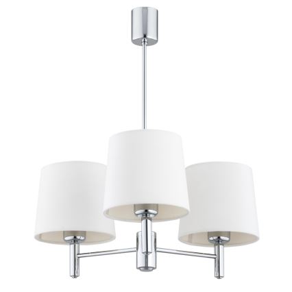 Brilagi - Loftlampe på stang MONTE 3xE27/60W/230V cremefarvet/blank krom