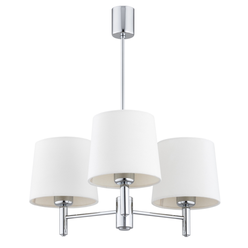 Brilagi - Loftlampe på stang MONTE 3xE27/60W/230V cremefarvet/blank krom