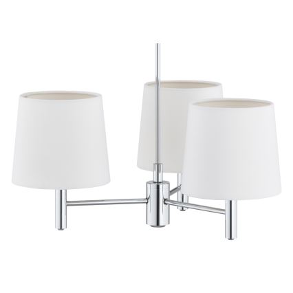 Brilagi - Loftlampe på stang MONTE 3xE27/60W/230V cremefarvet/blank krom