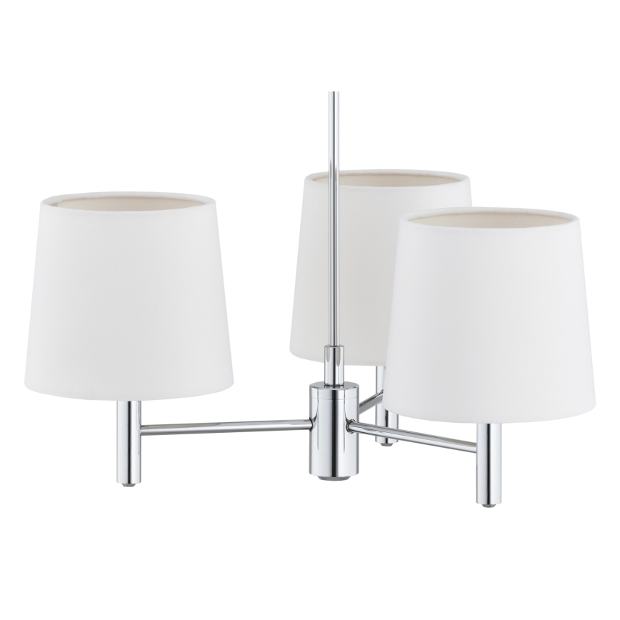 Brilagi - Loftlampe på stang MONTE 3xE27/60W/230V cremefarvet/blank krom