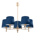 Brilagi - Loftlampe på stang MONTE 5xE27/15W/230V blå/guld