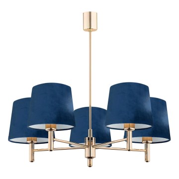 Brilagi - Loftlampe på stang MONTE 5xE27/15W/230V blå/guld