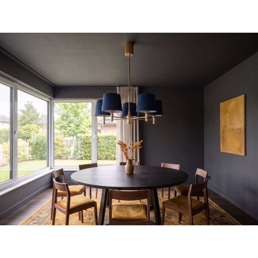 Brilagi - Loftlampe på stang MONTE 5xE27/60W/230V blå/guld