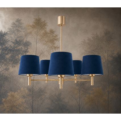 Brilagi - Loftlampe på stang MONTE 5xE27/60W/230V blå/guld