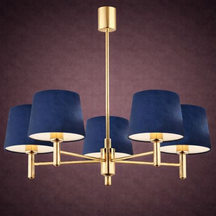 Brilagi - Loftlampe på stang MONTE 5xE27/60W/230V blå/guld