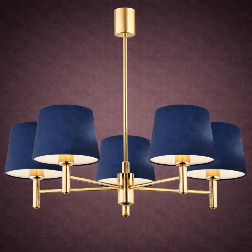 Brilagi - Loftlampe på stang MONTE 5xE27/60W/230V blå/guld