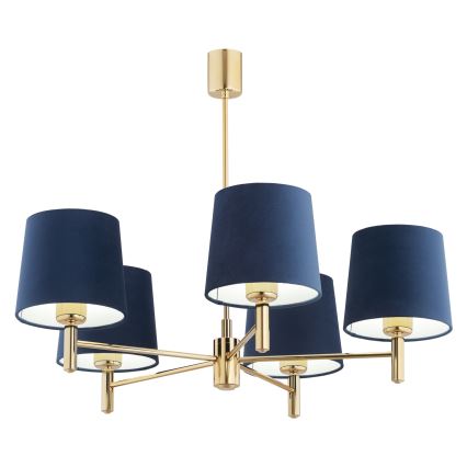 Brilagi - Loftlampe på stang MONTE 5xE27/60W/230V blå/guld