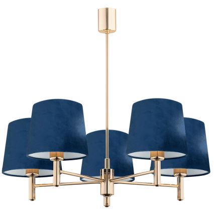 Brilagi - Loftlampe på stang MONTE 5xE27/60W/230V blå/guld