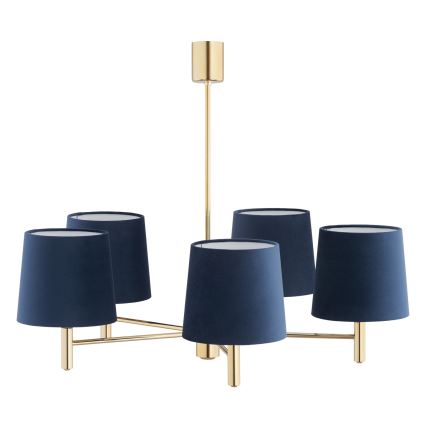 Brilagi - Loftlampe på stang MONTE 5xE27/60W/230V blå/guld