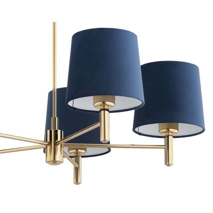 Brilagi - Loftlampe på stang MONTE 5xE27/60W/230V blå/guld