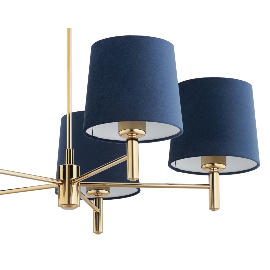 Brilagi - Loftlampe på stang MONTE 5xE27/60W/230V blå/guld
