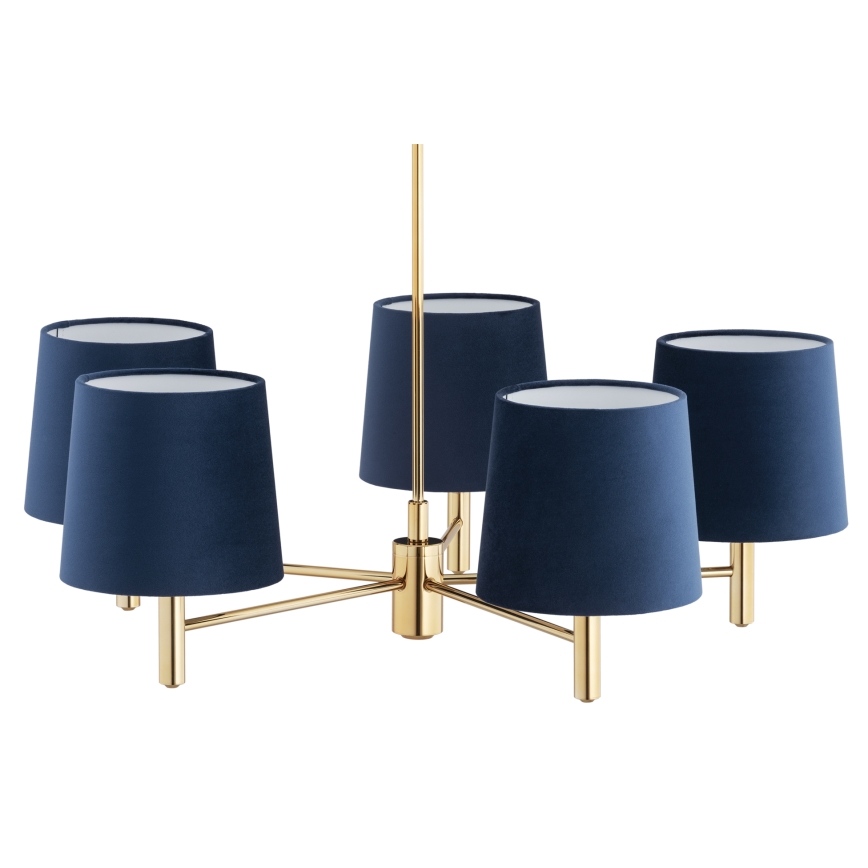 Brilagi - Loftlampe på stang MONTE 5xE27/60W/230V blå/guld