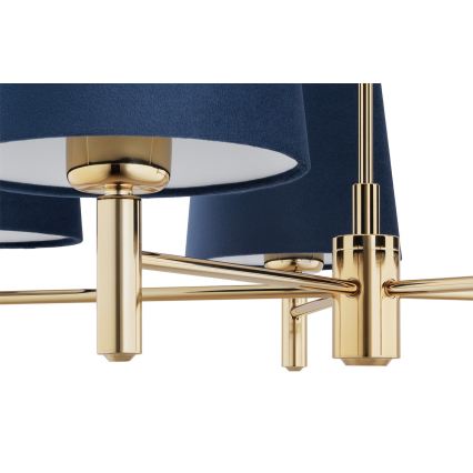 Brilagi - Loftlampe på stang MONTE 5xE27/60W/230V blå/guld